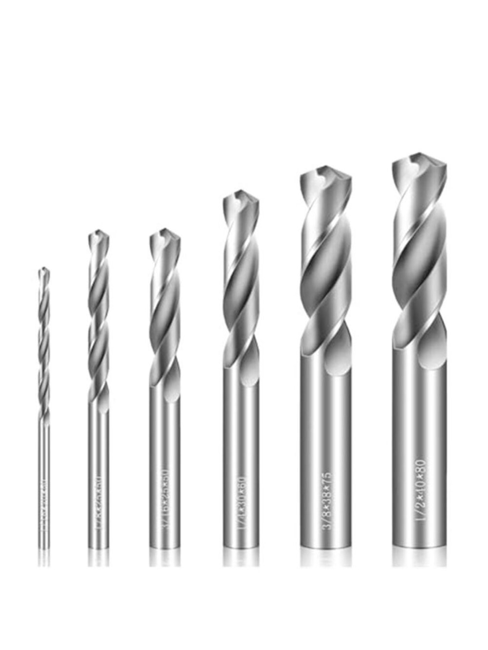 Drill Bit Set 6 Pcs Solid Carbide Drill Bits, 1/2" 3/8" 1/4" 1/8" 3/16" 1/16"